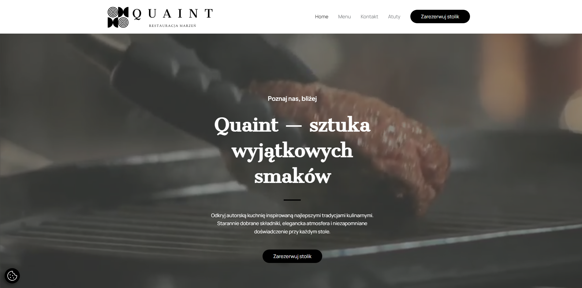 Koncepcja strony internetowej Restauracji Quaint